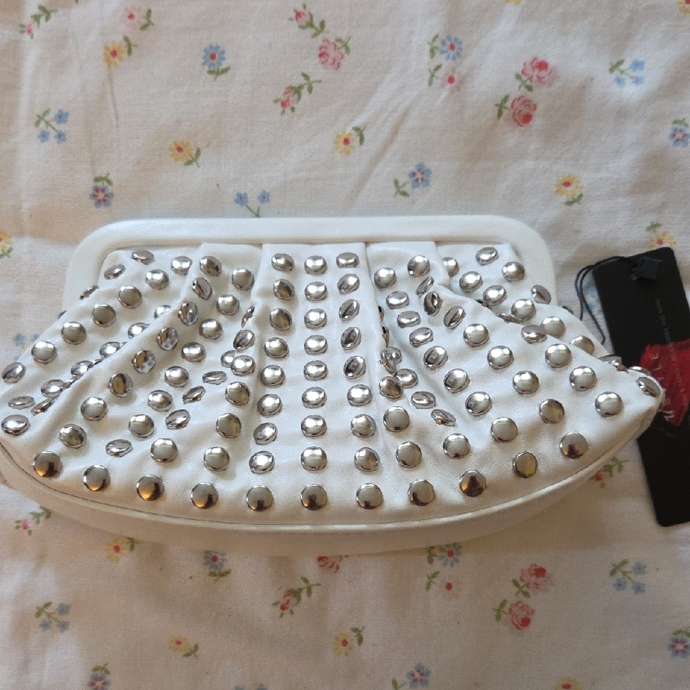 White Studded Clutch